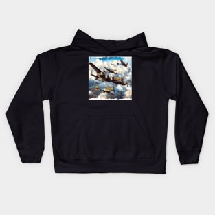 Fantasy illustration of WWII aircraft in battle Kids Hoodie